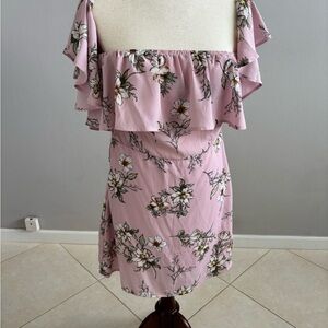 Women’s Pink Floral Off-Shoulder Skirt